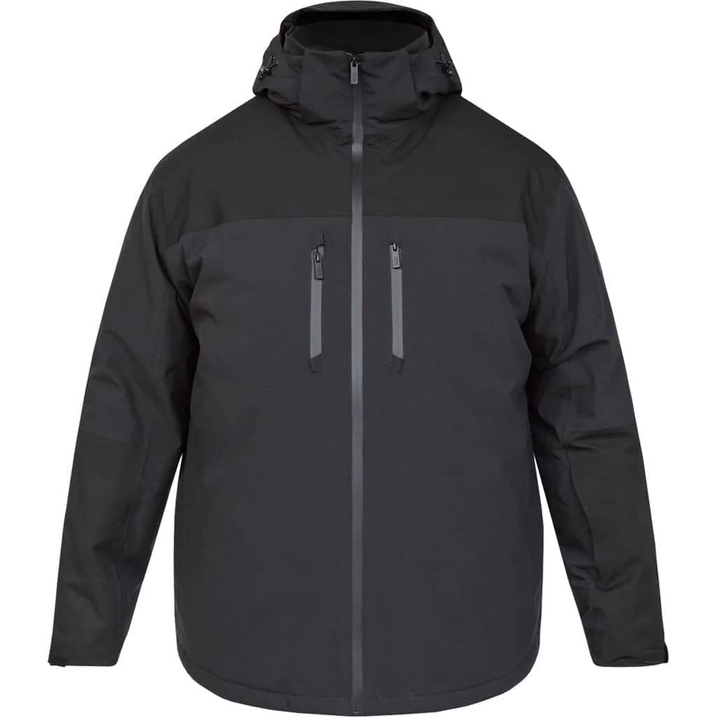 Schwarze Ski Bekleidung Übergröße Herren Jacke mit Kapuze und wasserdichten Reißverschlüssen