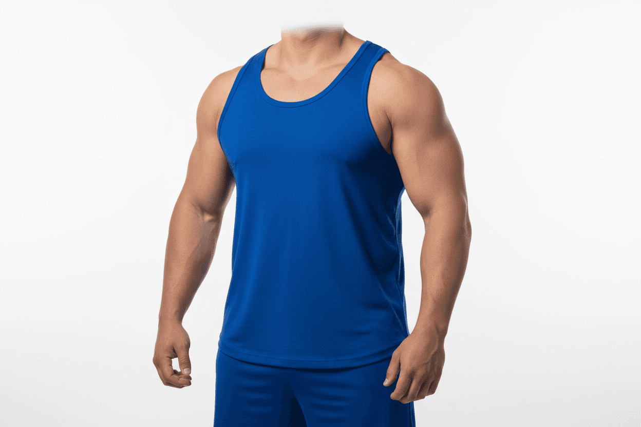 Sportliches blaues Tank Top in Übergröße für Herren, ideal für Training und Freizeitkleidung