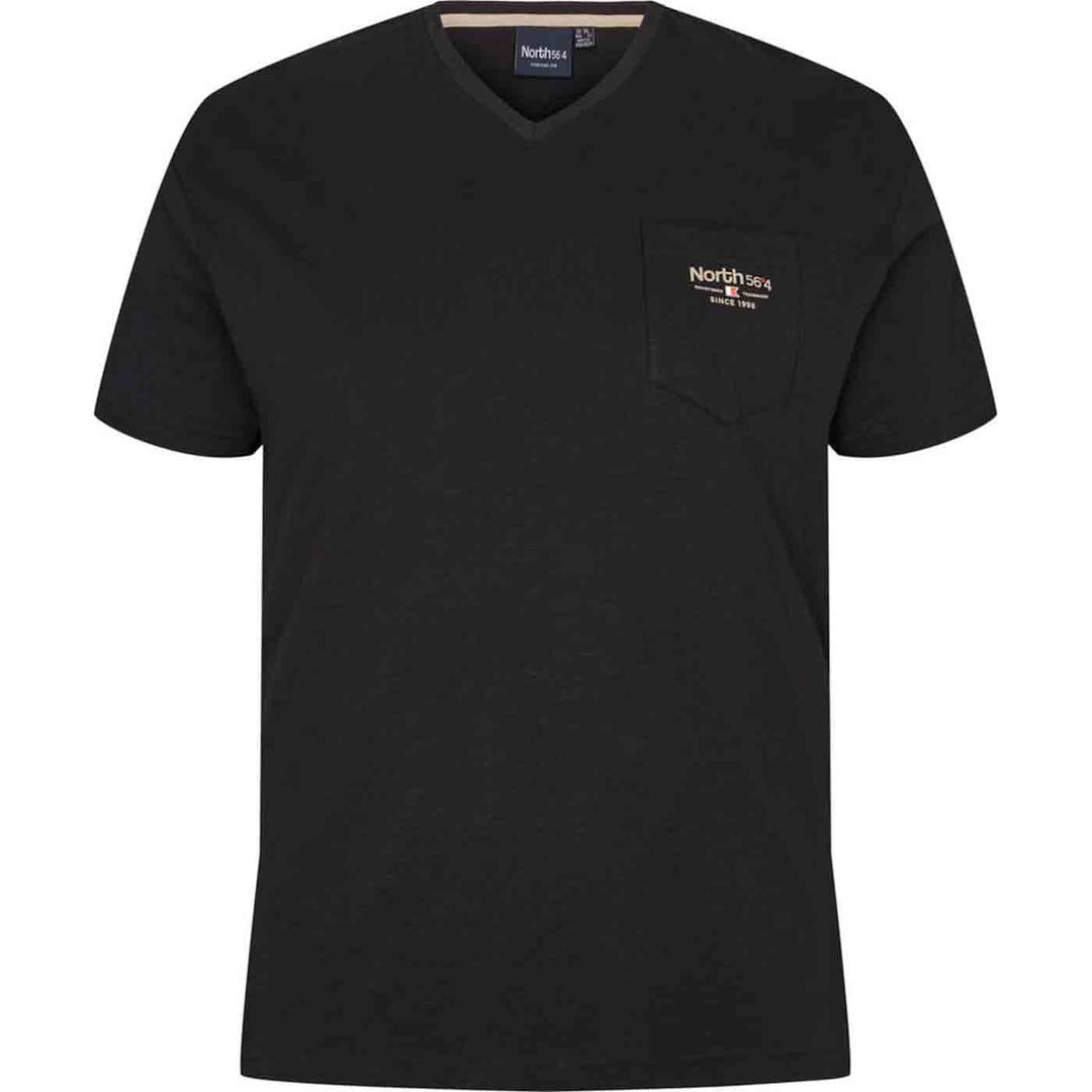 T-Shirt V-Neck kurzarm und Brusttasche mit Druck in Übergröße von ALLSIZE