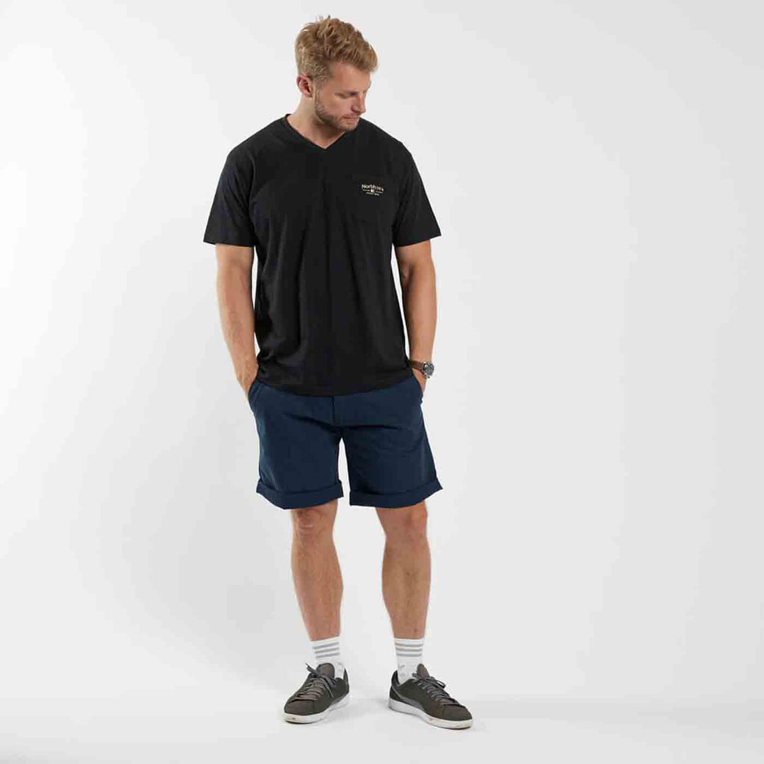 T-Shirt V-Neck kurzarm und Brusttasche mit Druck in Übergröße von ALLSIZE