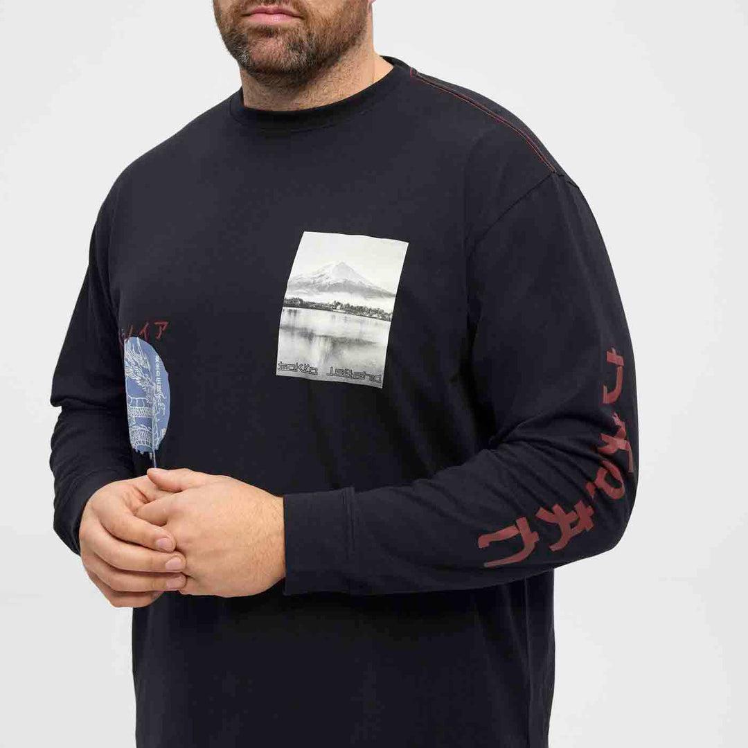 T-Shirt langarm Printed in Übergröße von ALLSIZE