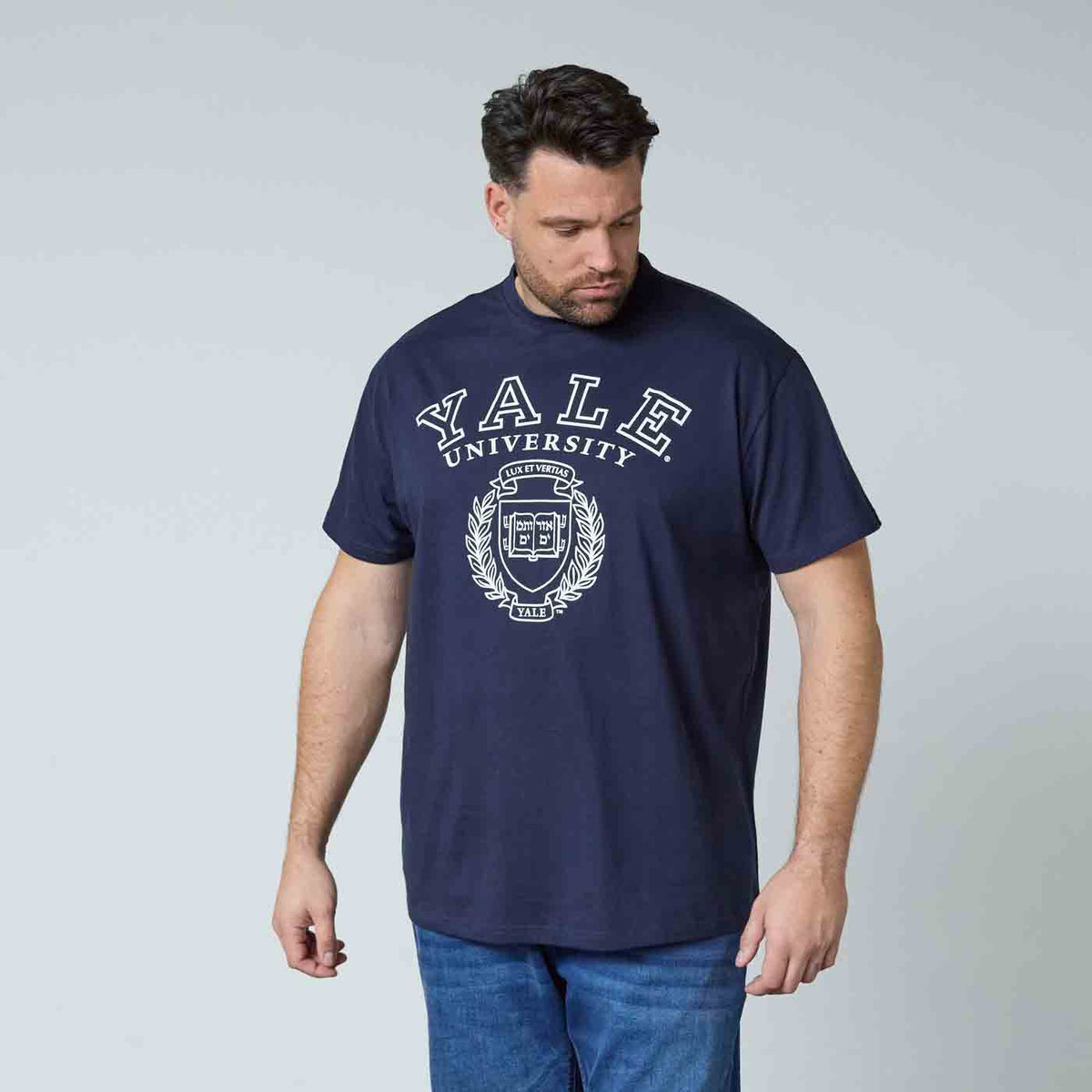 Marine T‑Shirt für Herren mit Yale-Universitätslogo und Rundhalsausschnitt