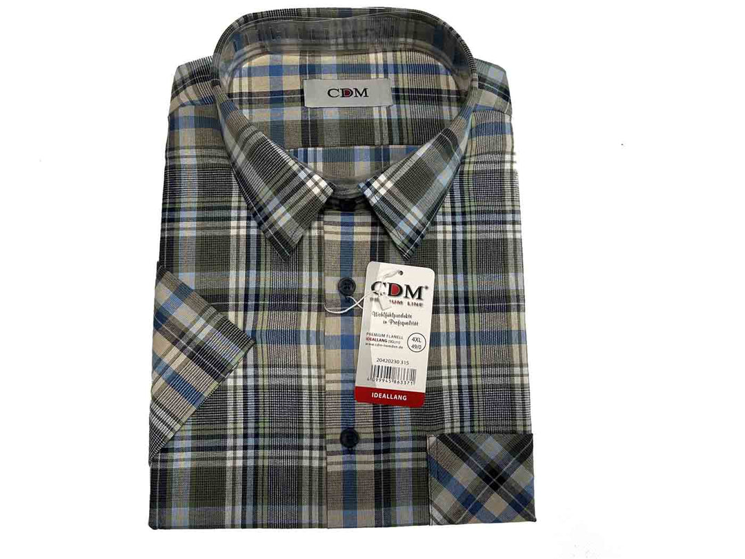 Short-sleeved work shirt / flannel shirt in plus sizes