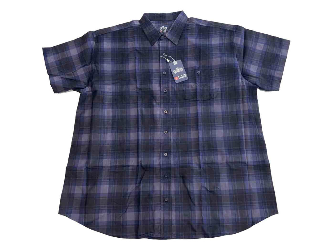 Hemd karriert kurzarm in Übergröße dicker Stoff von BigTiger