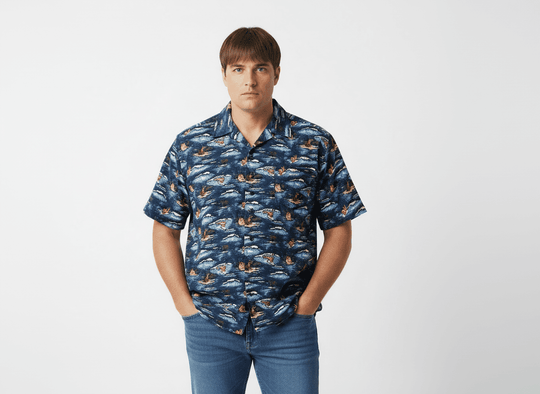 Bedrucktes Hawai Hemd kurzarm in Übergröße von Kamro