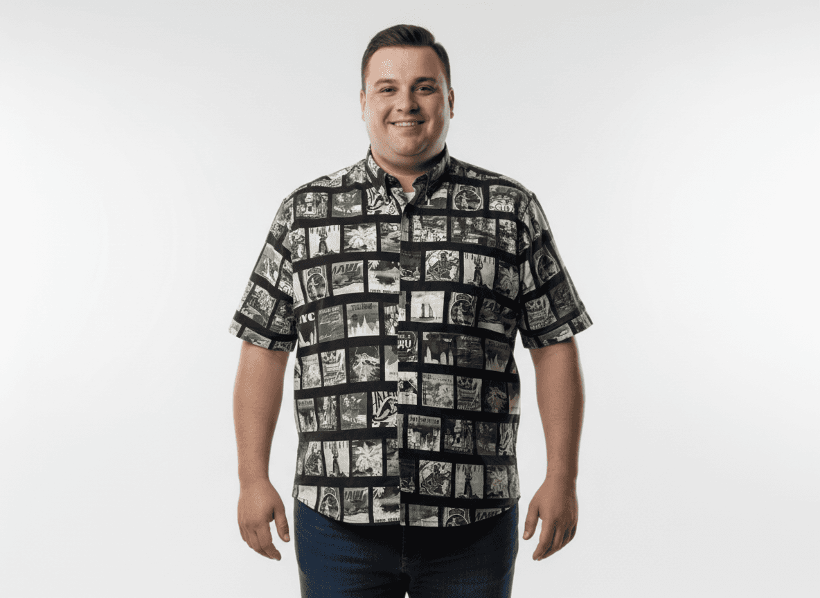 Bedrucktes Hemd Langarm in Übergröße von Kamro