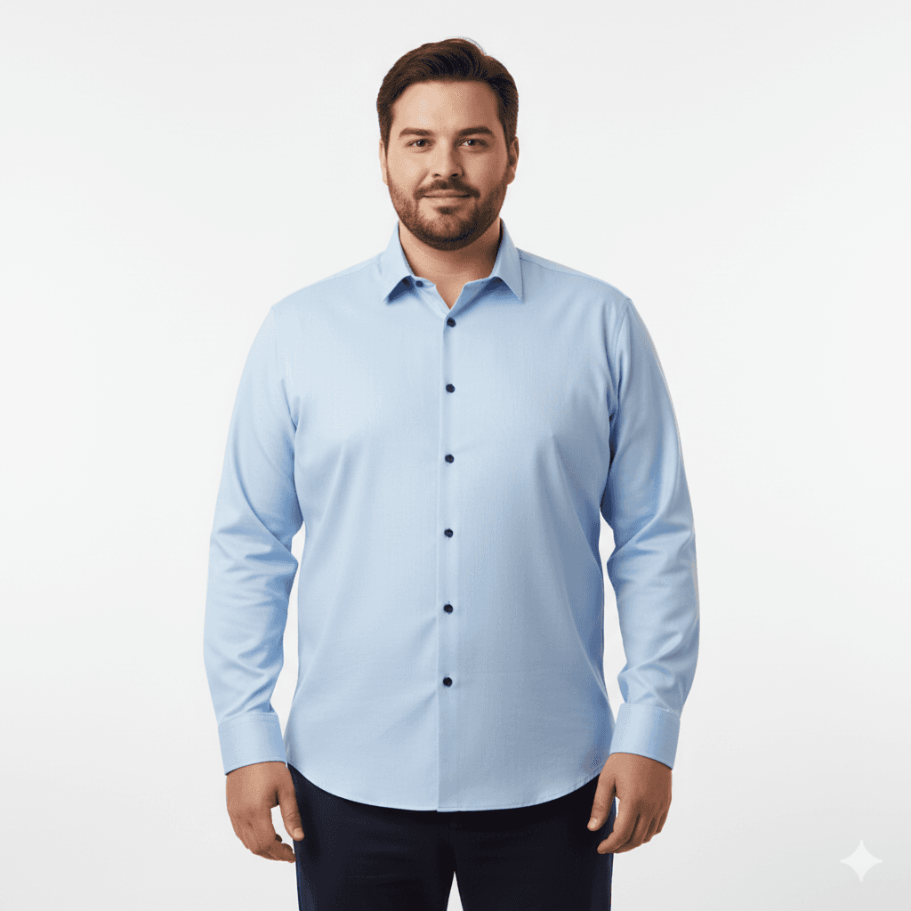 Uni Hemd langarm in Übergröße Hellblau