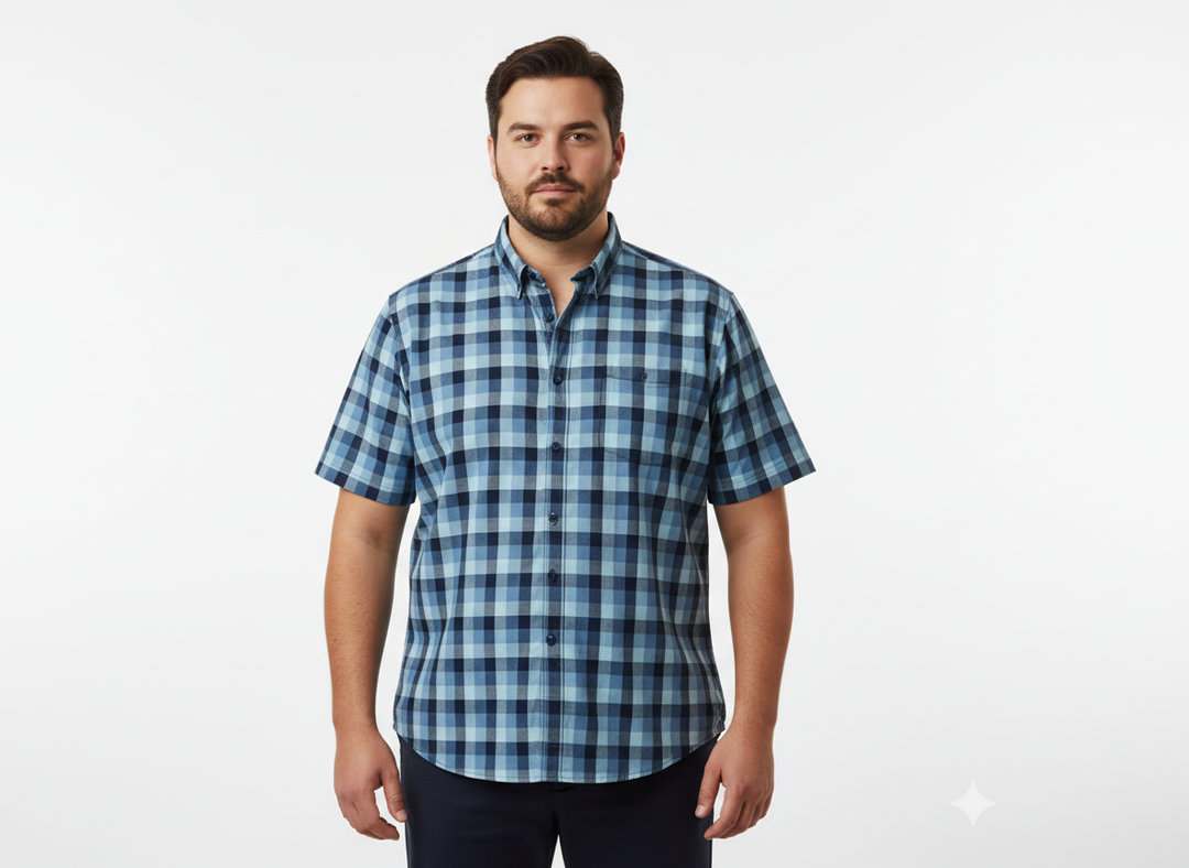 Karo Hemd kurzarm in Übergröße von BigTiger