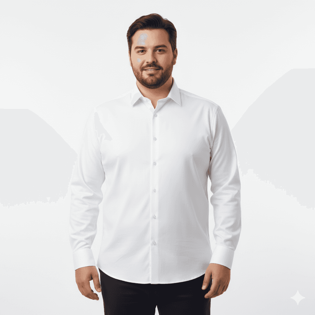 Uni Hemd langarm in Übergröße Weiß