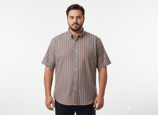 Karo Hemd Stribs kurzarm in Übergröße von BigTiger