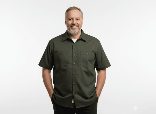 Bedrucktes Hemd Oliv kurzarm in Übergröße von Kamro