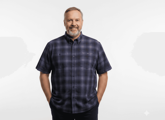 Hemd karriert kurzarm in Übergröße dicker Stoff von BigTiger