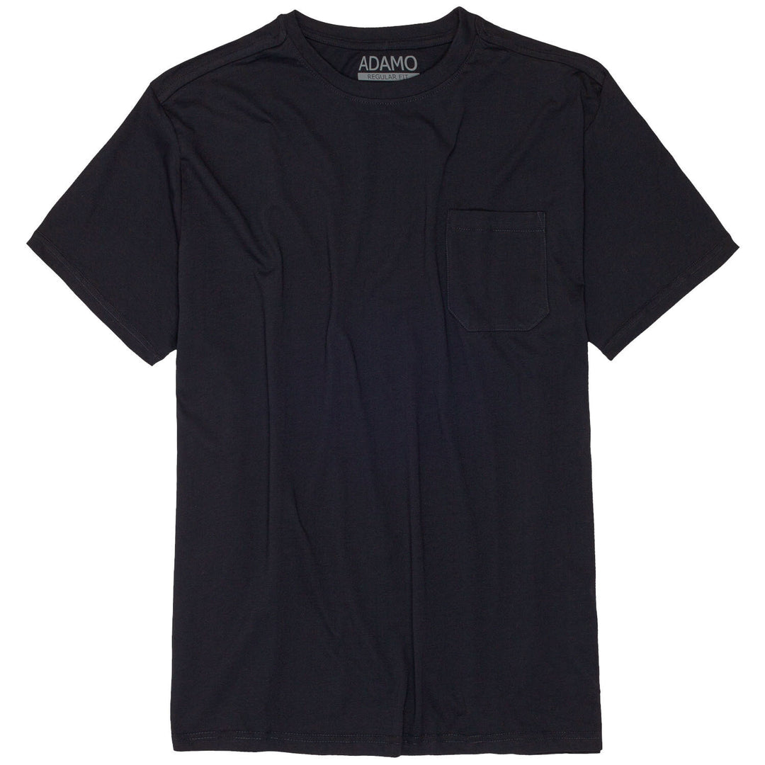 Adamo schwarzes poloshirt mit brusttasche und kurzem Arm aus hochwertiger Baumwolle