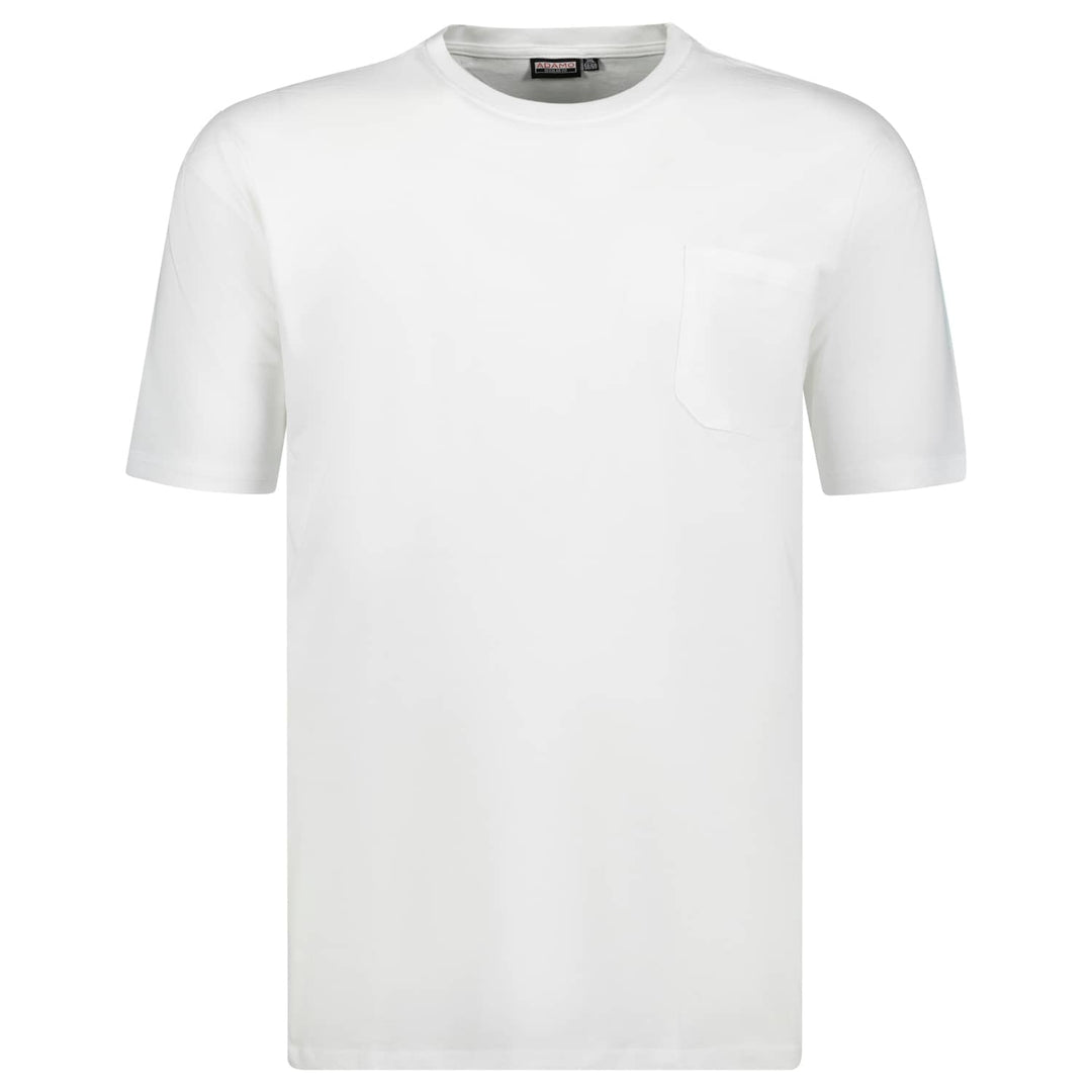 Weißes T-Shirt mit Brusttasche von Adamo schlichtes poloshirt mit brusttasche für Herren