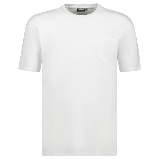 Weißes T-Shirt mit Brusttasche von Adamo schlichtes poloshirt mit brusttasche für Herren