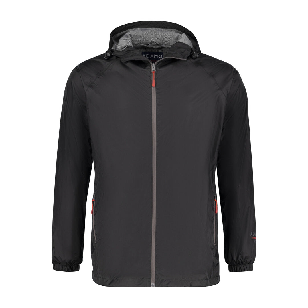 Adamo Regenjacke Herren Übergröße 4XL-10XL in Schwarz mit Kapuze und Reißverschluss