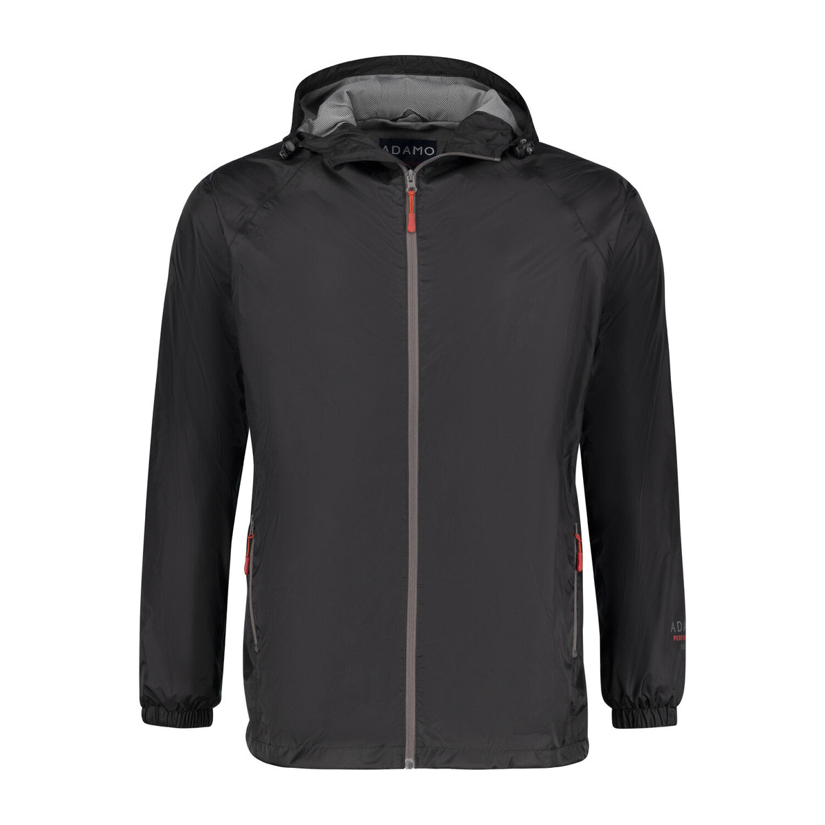 Adamo Regenjacke Herren Übergröße 4XL-10XL in Schwarz mit Kapuze und Reißverschluss