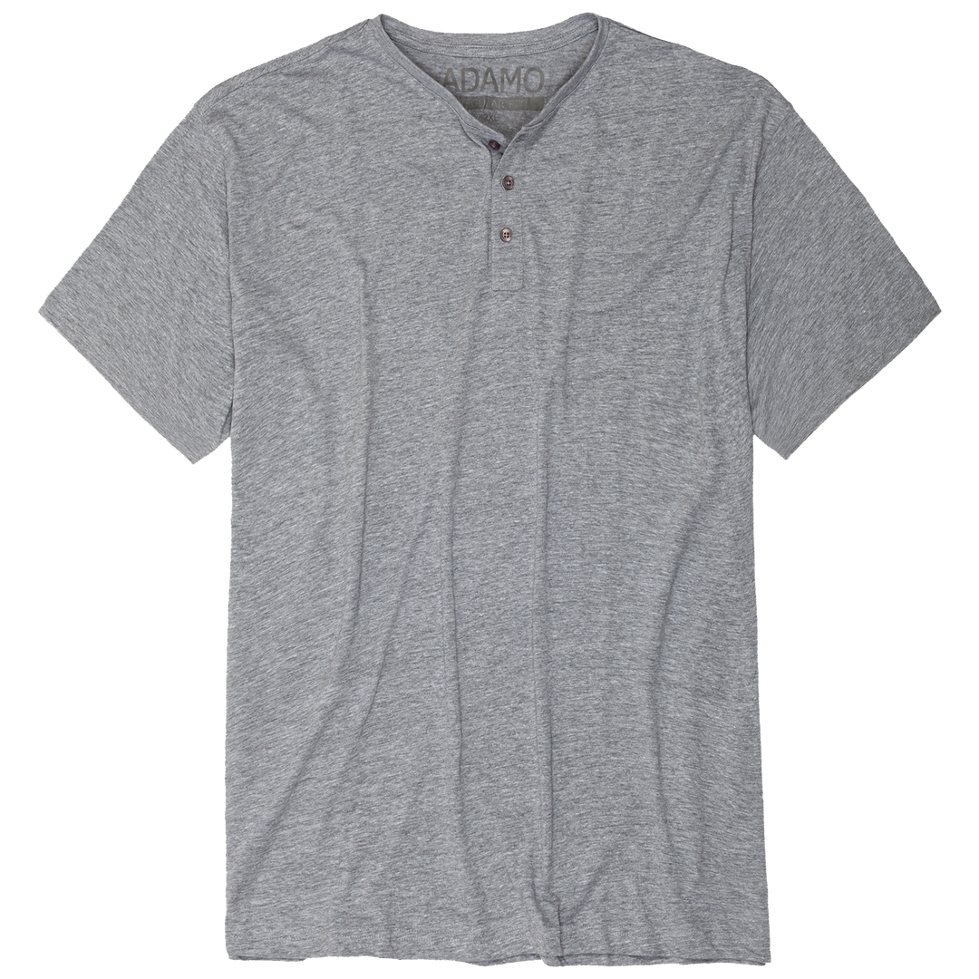 Adamo graues tee t shirt mit kurzer Knopfleiste und kurzen Ärmeln für Herren