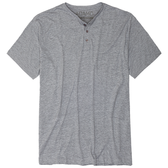 Adamo graues tee t shirt mit kurzer Knopfleiste und kurzen Ärmeln für Herren