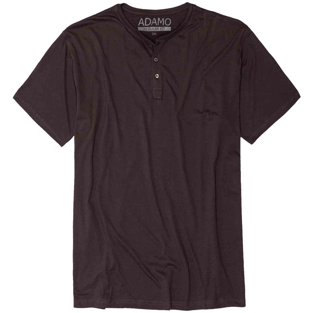 Adamo tee t shirt in Schwarz mit kurzer Knopfleiste und Rundhalsausschnitt für Herren