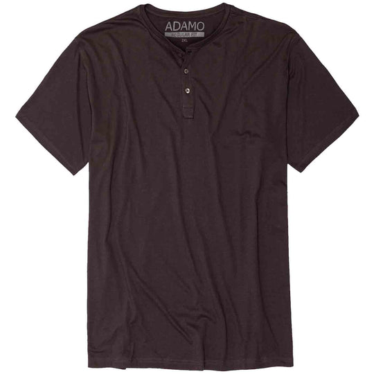 Adamo tee t shirt in Schwarz mit kurzer Knopfleiste und Rundhalsausschnitt für Herren