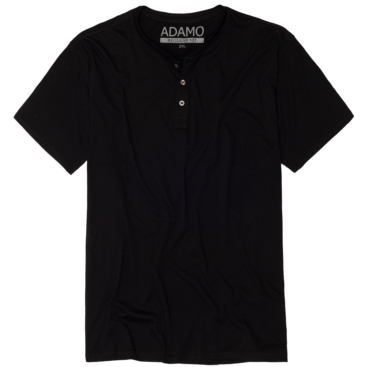 Adamo schwarzes tee t shirt mit kurzer Knopfleiste und Regular Fit für Herren
