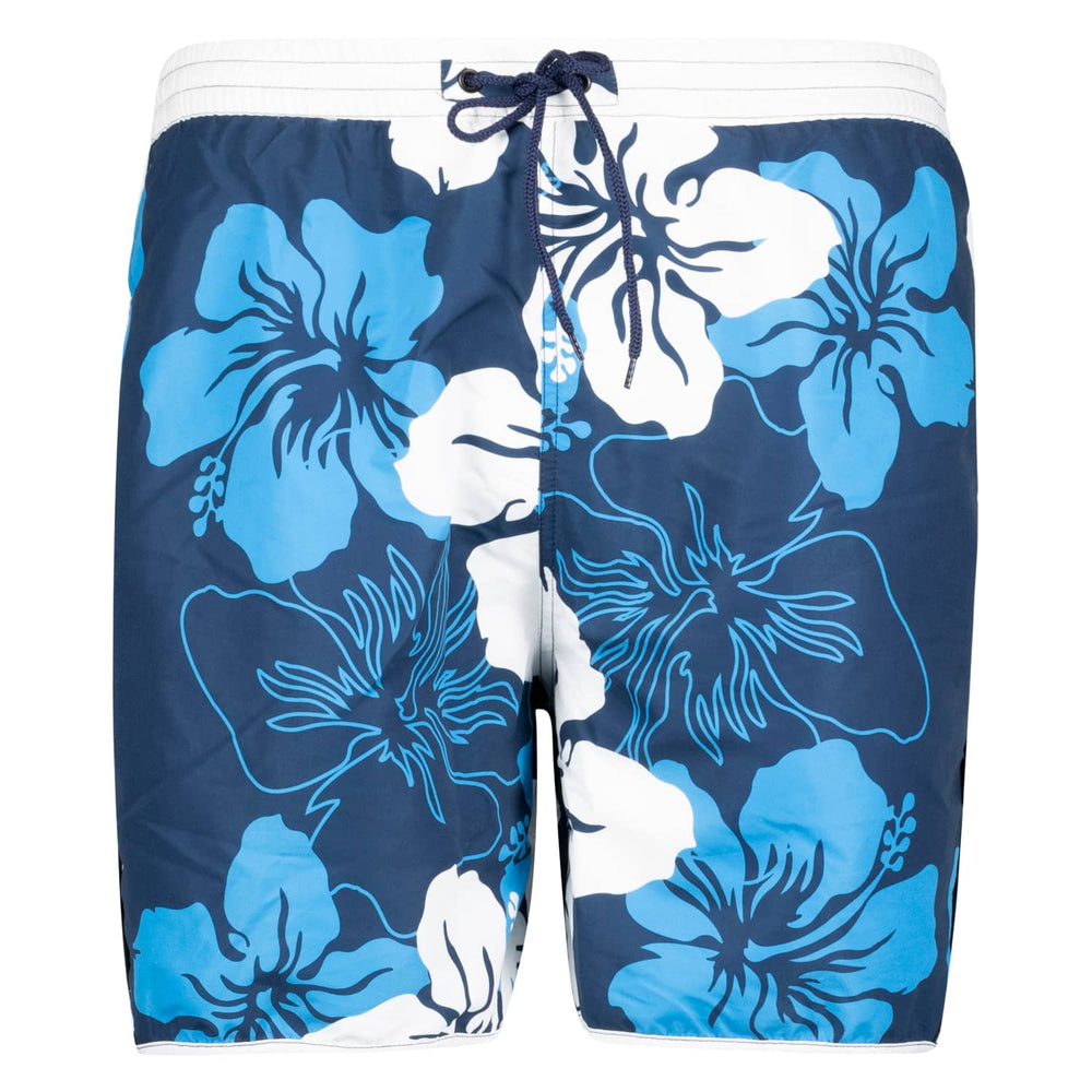 Adamo blaue Badehose für Herren mit floralem Muster und verstellbarem Kordelzug