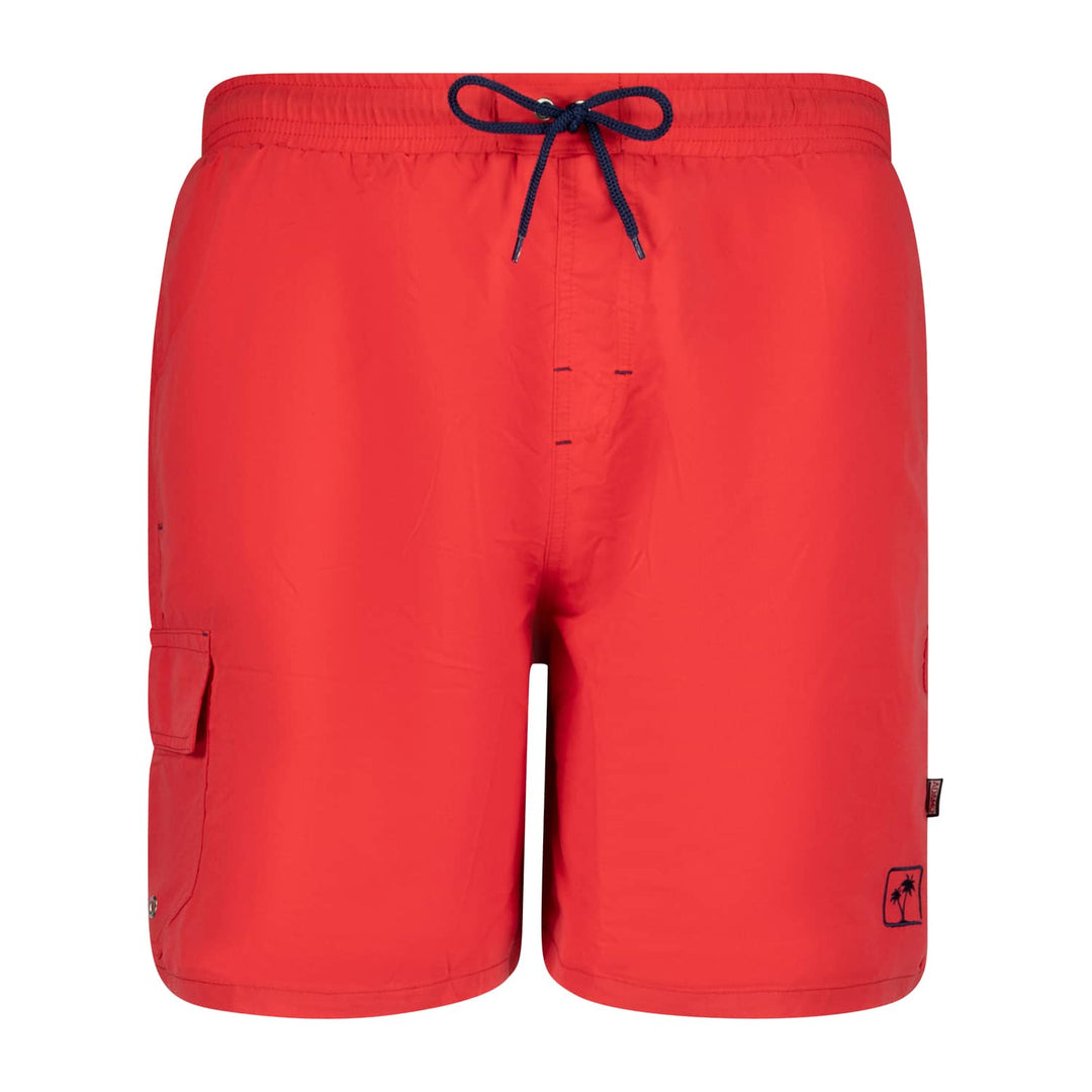 Rote Adamo badehose für herren mit Seitentasche und elastischem Bund mit Kordelzug