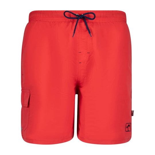 Rote Adamo badehose für herren mit Seitentasche und elastischem Bund mit Kordelzug