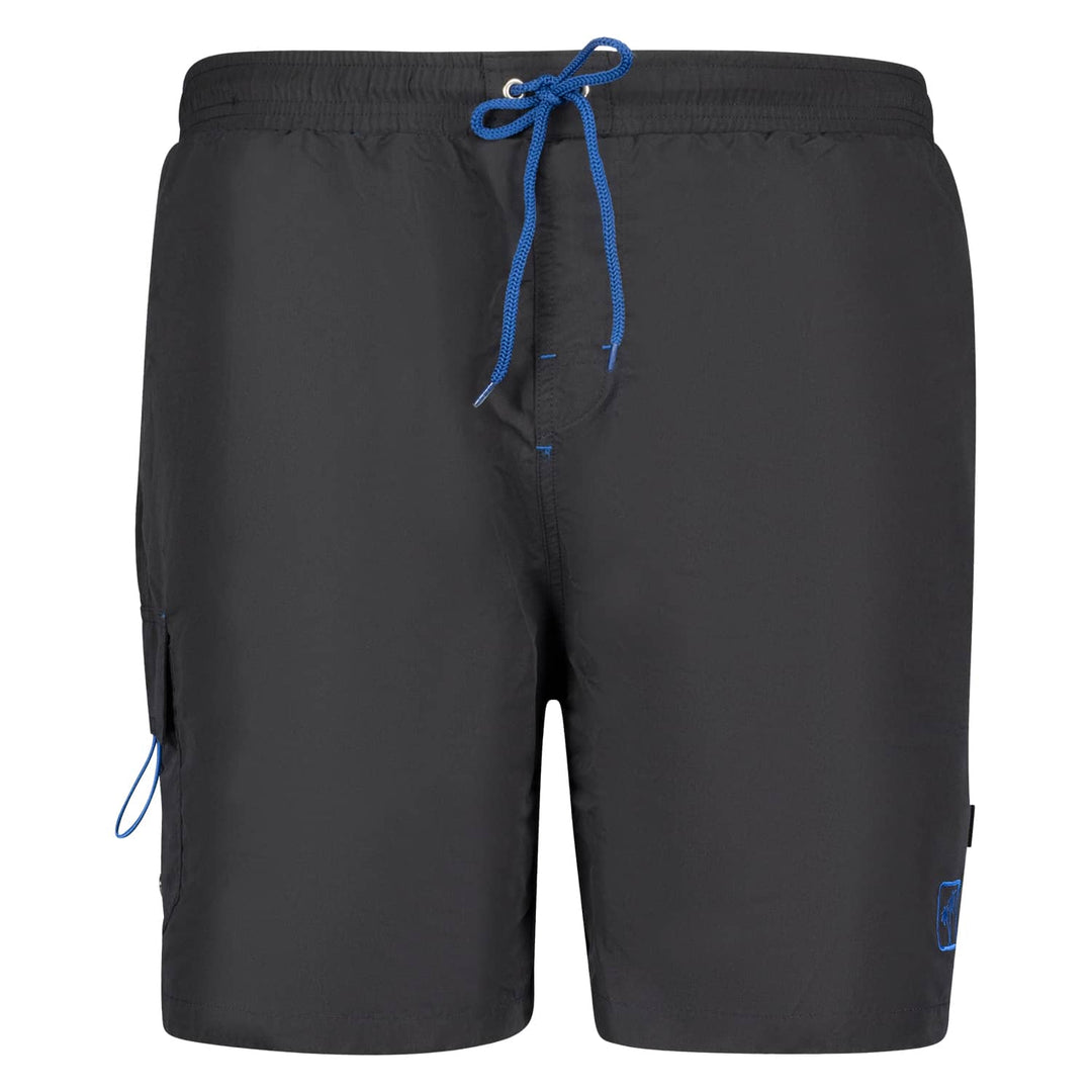 Schwarze badehose für herren von Adamo mit blauem Kordelzug und seitlicher Tasche