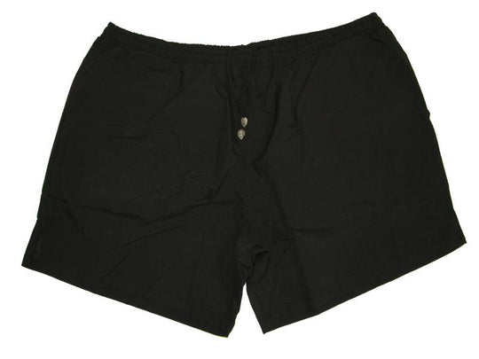 Schwarze Badehose für Herren von BigTiger mit elastischem Bund und Knopfleiste