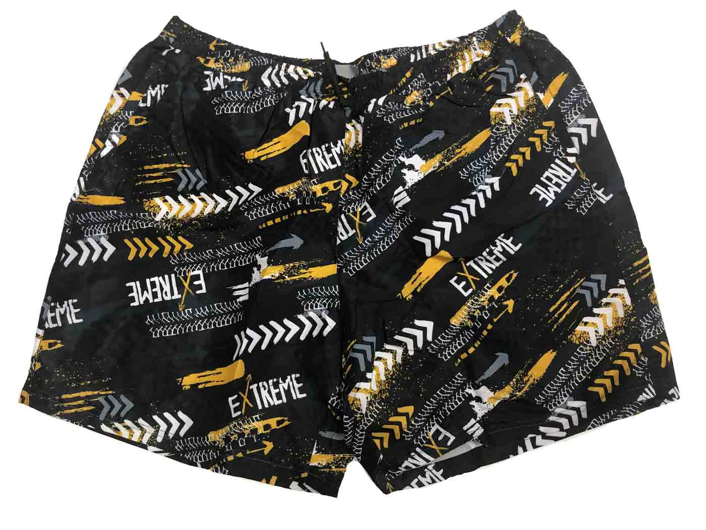 BigTiger badeshorts für herren in schwarz mit gelben und weißen grafischen Mustern