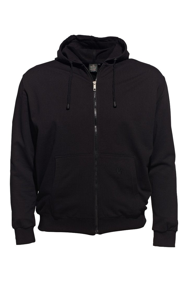 Schwarze Kapuzenjacke Herren von Ahorn Sport mit durchgehendem Reißverschluss und Kängurutaschen