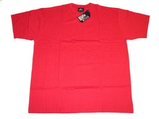 BigTiger rotes basic t-shirt aus Baumwolle in großer Größe mit Rundhalsausschnitt