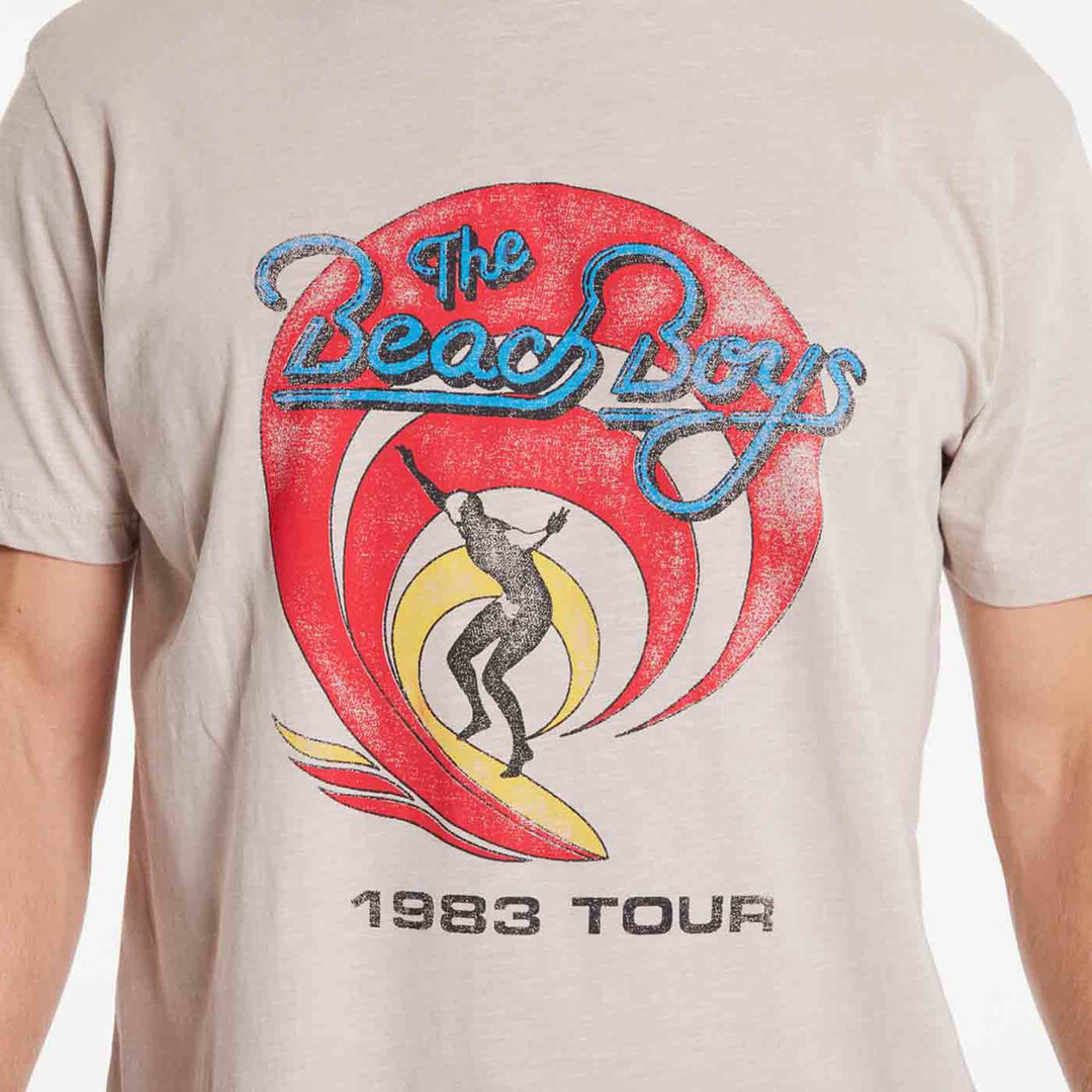 Allsize T shirt music band mit The Beach Boys Druck und 1983 Tour Motiv in Beige
