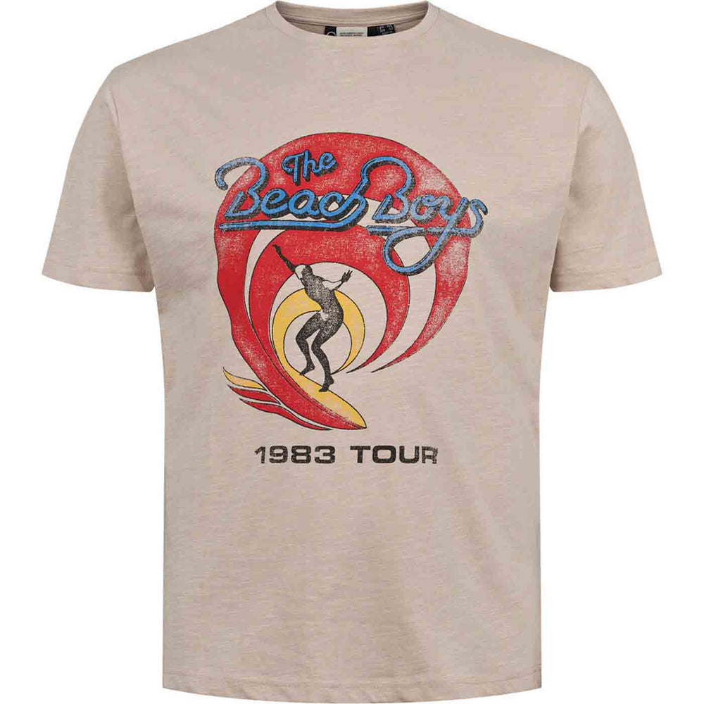 Allsize T Shirt Music Band mit The Beach Boys Aufdruck und Surfer Design in beige
