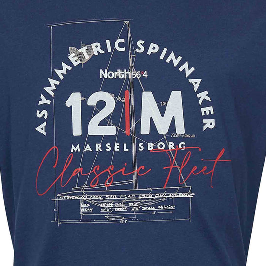 Bedrucktes T-Shirt Herren in Dunkelblau mit Segelboot und klassischem Fleet-Design von Allsize