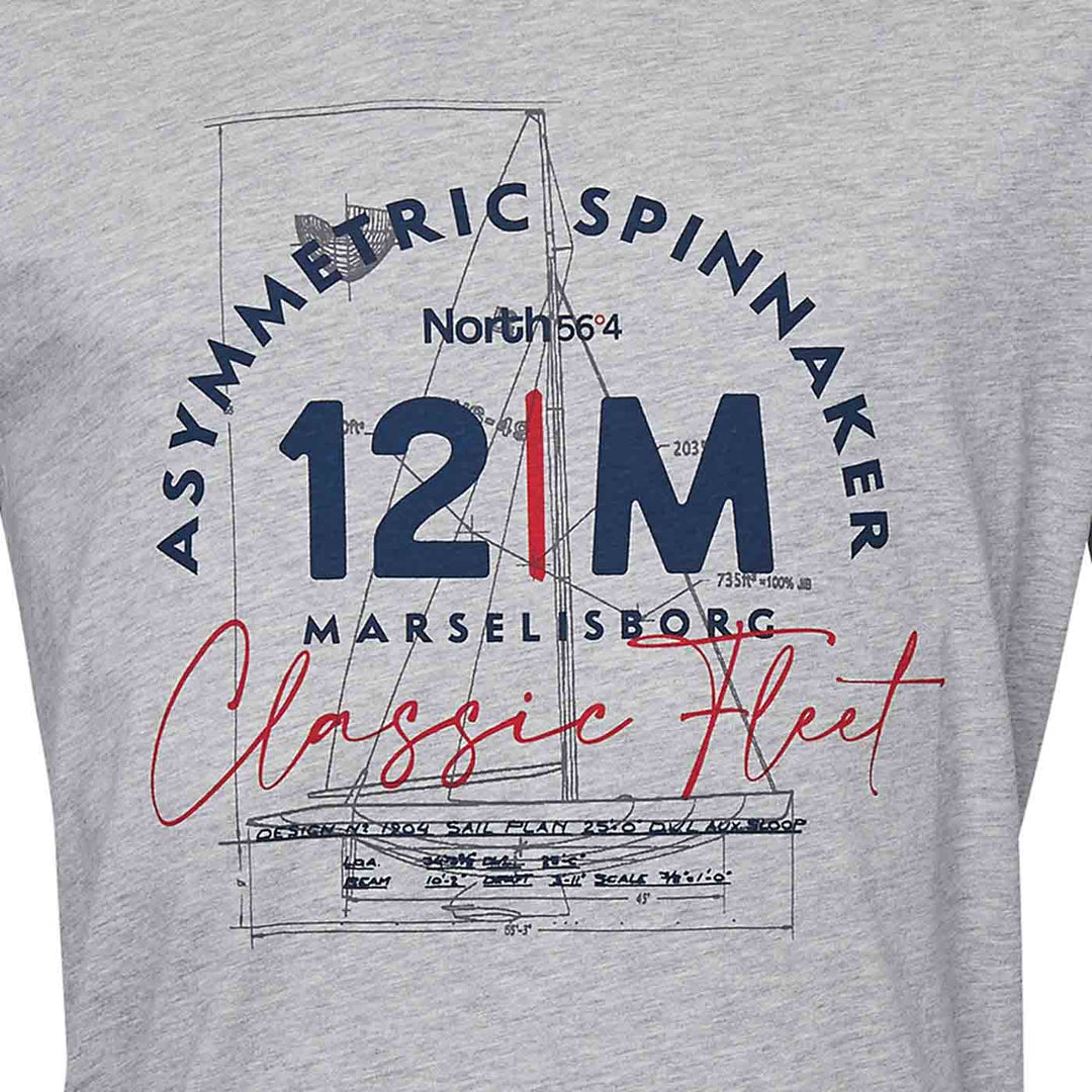 bedrucktes t-shirt herren von Allsize in Grau mit Segelboot Design und klassischem Schriftzug