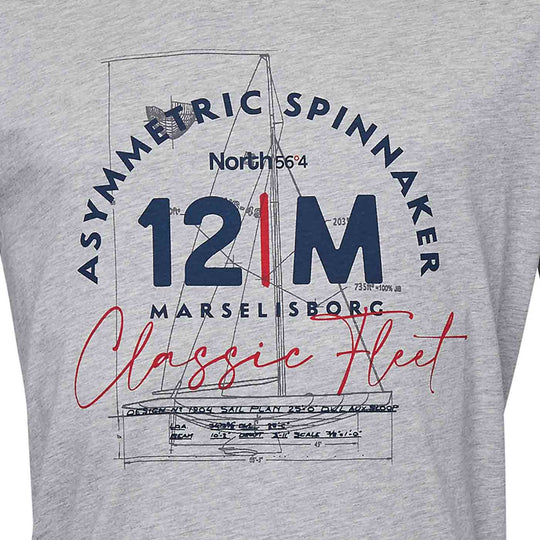 bedrucktes t-shirt herren von Allsize in Grau mit Segelboot Design und klassischem Schriftzug