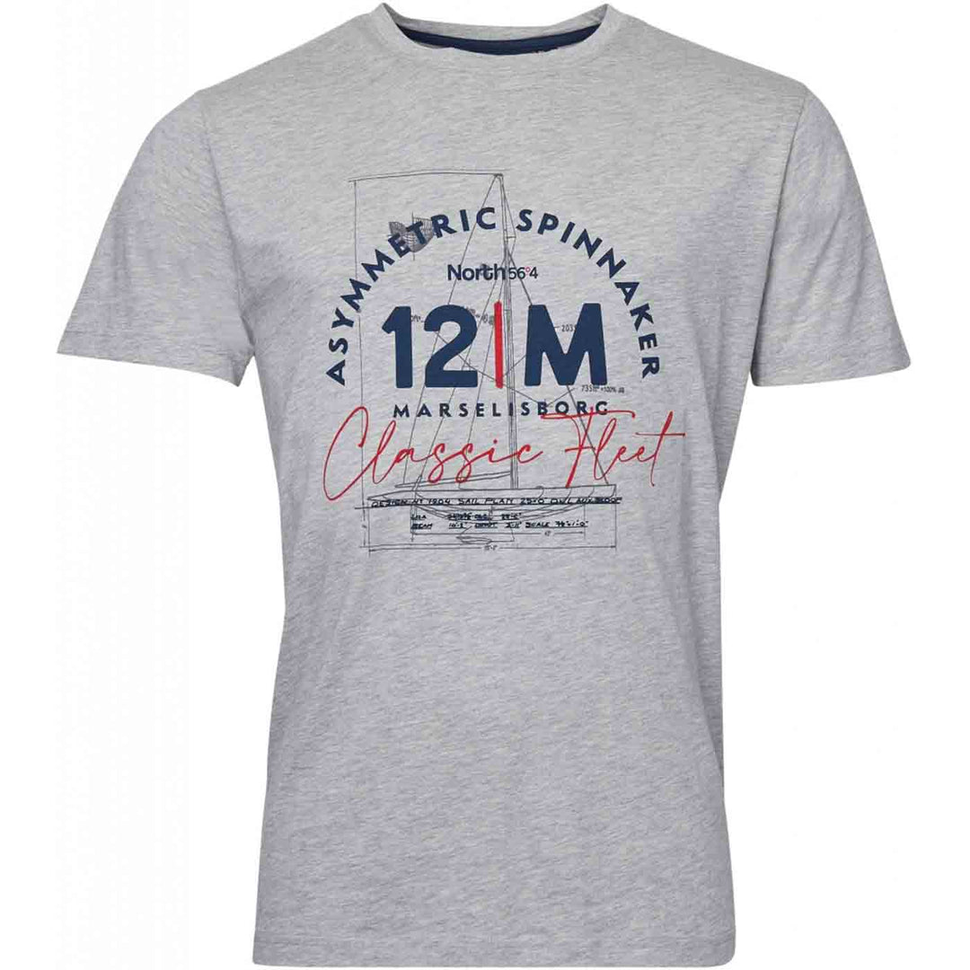 Graues bedrucktes t-shirt herren von Allsize mit blauem und rotem Segelmotiv und Schriftzug