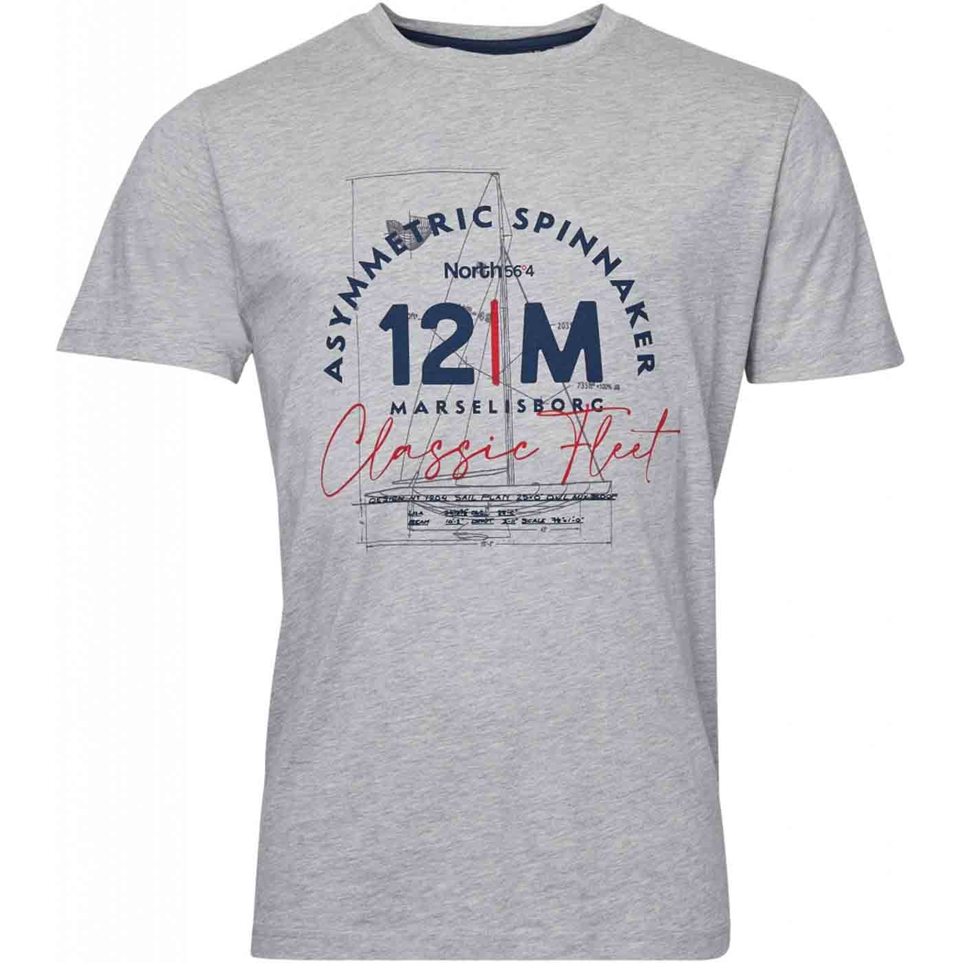 Graues bedrucktes t-shirt herren von Allsize mit blauem und rotem Segelmotiv und Schriftzug