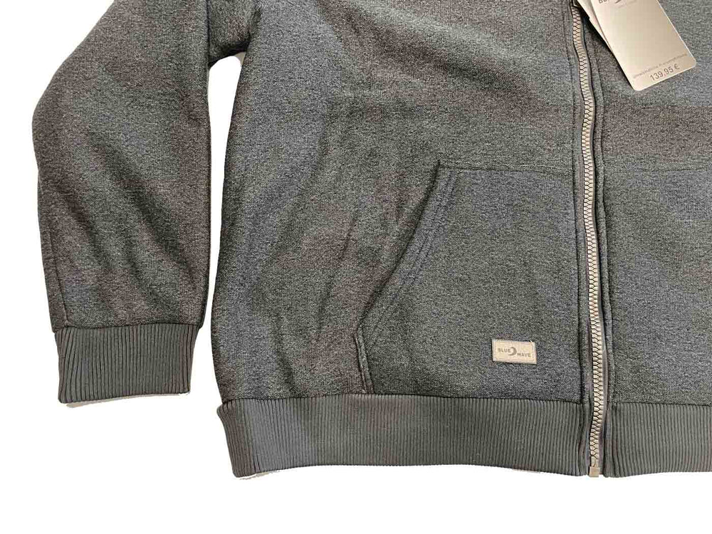 BlueWave Strick Fleecejacke Damen in Grau mit Reißverschluss und Tasche vorne