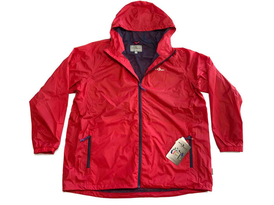 Rote BlueWave regenjacke herren mit Kapuze und Reißverschlusstaschen für optimalen Wetterschutz