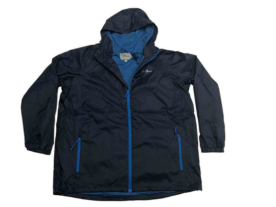 BlueWave schwarze regenjacke herren mit Kapuze und blauen Reißverschlüssen