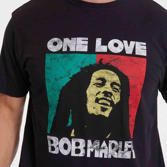 Bob Marley T-Shirt Übergröße mit One Love Druck in Rot, Grün und Gelb von Allsize