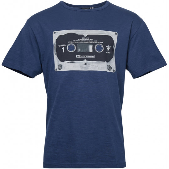 Allsize bon jovi t-shirt in dunkelblau mit Kassettendesign auf der Vorderseite