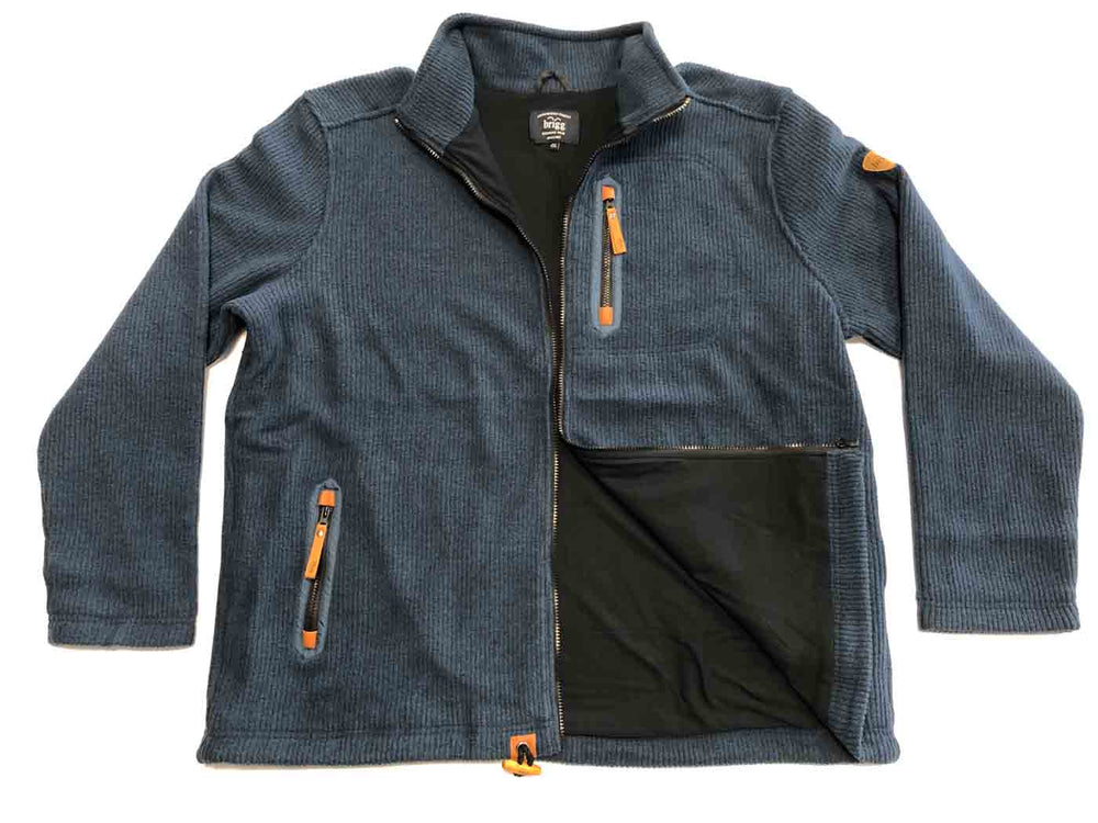 Brigg fleecejacke damen in Dunkelblau mit Reißverschlusstaschen und Stehkragen aus weichem Fleece