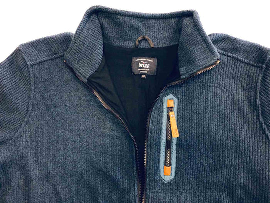 Brigg fleecejacke damen in dunklem Blau mit Reißverschluss und hoher Kragenstruktur