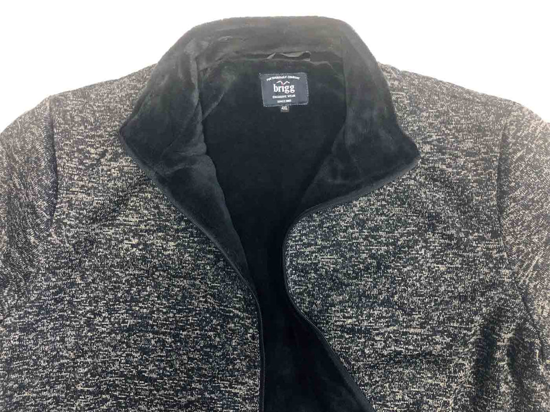 Brigg fleecejacke damen in grau und schwarz mit weichem Innenfutter und Stehkragen