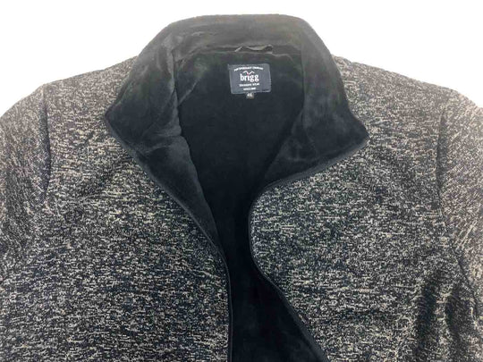 Brigg fleecejacke damen in grau und schwarz mit weichem Innenfutter und Stehkragen